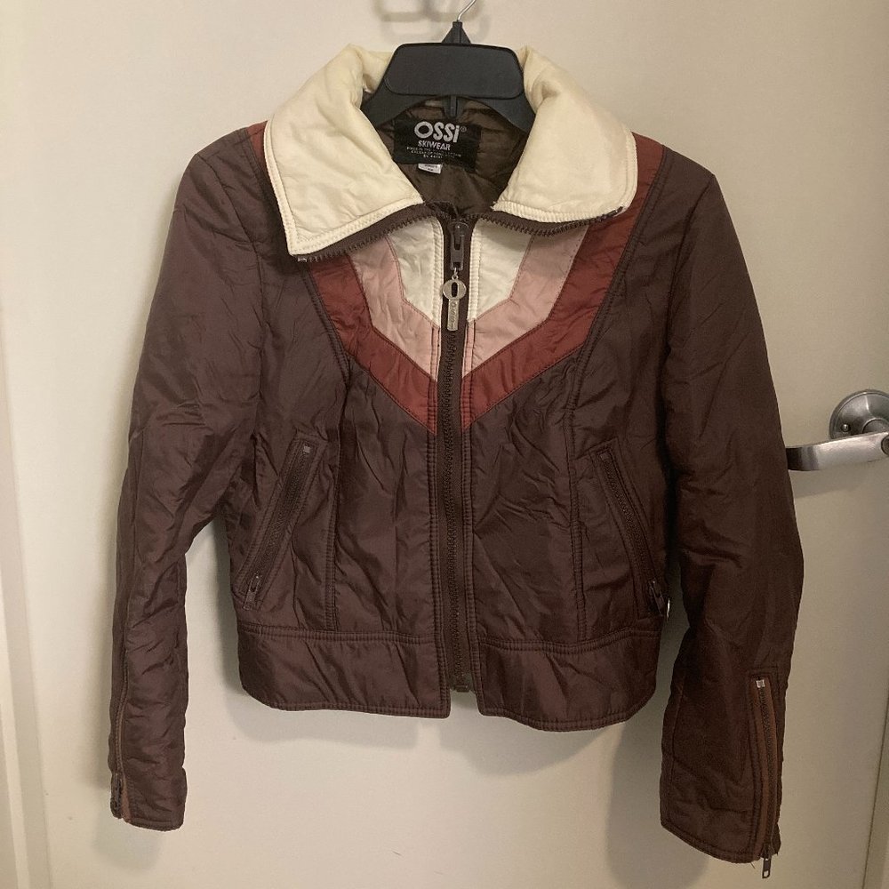 Ossi Skiwear Vintage Ladies Jacket (Brown Chevron)